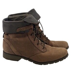 Teva De La Vina Lace Up Boot Brown Leather Waterproof 1013951 Fold Over Women 11